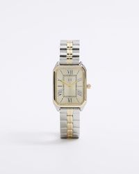 River Island - Silver Rectangle Face Watch - Lyst