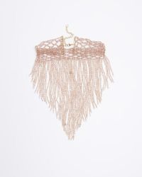 River Island - Beaded Fringe Collar Necklace - Lyst