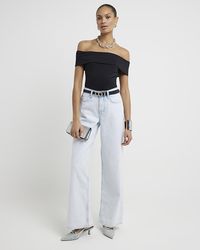 River Island - Blue High Waisted Wide Baggy Jeans - Lyst