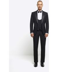River Island - Black Slim Fit Tuxe Suit Trousers - Lyst