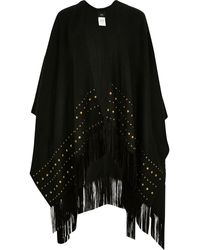 River Island Studded Tassel Trim Cape - Black