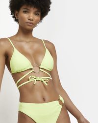 River Island - Lime Triangle Bikini Top - Lyst