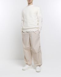 River Island - Stone Parachute Trousers - Lyst