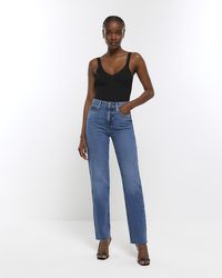 River Island - Blue High Waisted Stove Pipe Straight Jeans - Lyst