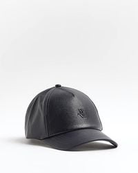 River Island - Navy Faux Leather Ri Cap - Lyst