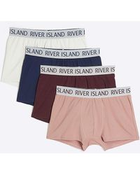 River Island - 4pk Cotton Stretch Ri Trunks - Lyst