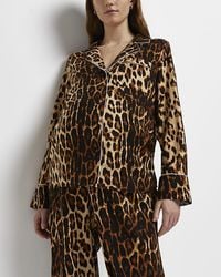 River Island - Brown Leopard Print Maternity Pyjama Shirt - Lyst