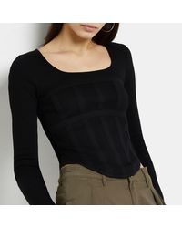 River Island Black Fitted Corset Top