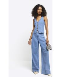 River Island - Blue Mid Rise Baggy Jeans - Lyst