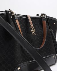 River Island - Black Embossed Tassel Tote Bag - Lyst