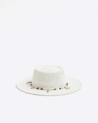 River Island - White Shell Beaded Straw Hat - Lyst
