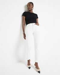 River Island - White High Waisted Bum Sculpt Mom Jeans - Lyst