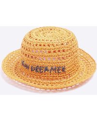 River Island - Orange Sun Dreamer Straw Crochet Bucket Hat - Lyst