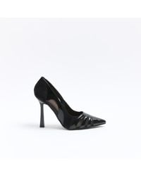 River Island - Mesh Cut Out Heeled Court Shoes - Lyst