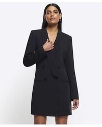 River Island - Black Long Sleeve Smart Mini Blazer Dress - Lyst