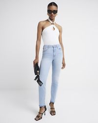 River Island - High Waisted Slim Fit Straight Leg Jeans - Lyst