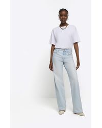 River Island - High Waisted Relaxed Straight Leg Jeans - Lyst