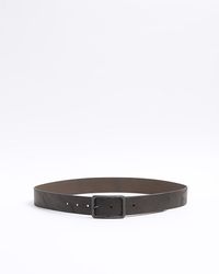 River Island - Brown Leather Casual Belt - Lyst