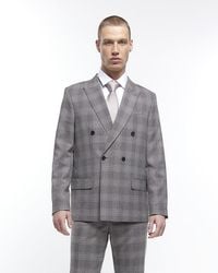 River Island - Check Suit Jacket - Lyst