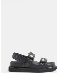 River Island Brown Chunky Sandals | Lyst UK