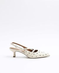 River Island - Eyelet Strappy Heeled Court Shoes - Lyst