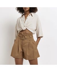 River Island - Belted Paper Bag Shorts - Lyst
