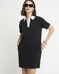 River Island - Black Polo T-shirt Mini Dress - Lyst