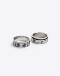 River Island - Silver Stainless Steel Roman Numeral Ring - Lyst
