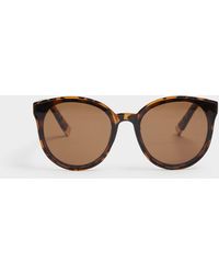 River Island - Brown Tortoise Round Cat Eye Sunglasses - Lyst