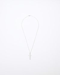 River Island - Silver Plated Textured Cross Necklace - Lyst
