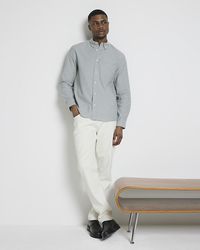 River Island - Green Regular Fit Long Sleeve Oxford Shirt - Lyst