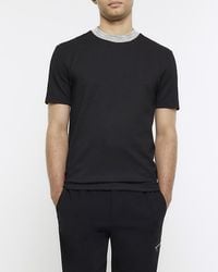 River Island - Black Slim Fit T-shirt - Lyst