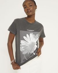 River Island - Grey Flower Graphic T-shirt - Lyst