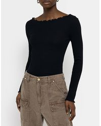River Island - Frill Long Sleeve Top - Lyst