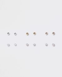River Island - Metal Stud Earrings Multipack - Lyst