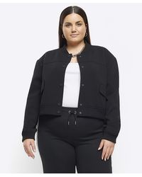 River Island - Tailored Crop Bomber Jacket - Lyst