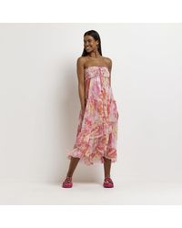 River Island Pink Printed Midi Beach Dress