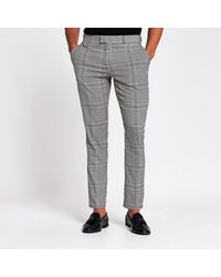 dark grey check skinny fit smart trousers