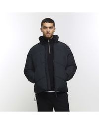 River island iridescent puffer jacket with funnel neck in oil slick clearance