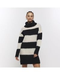 River Island - Black Knit Stripe Jumper Mini Dress - Lyst