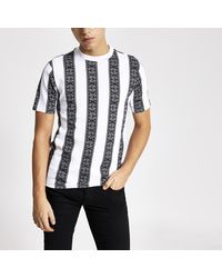 River Island - Stripe Regular Fit T-shirt - Lyst