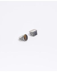River Island - Silver Colour Stone Rings Multipack - Lyst