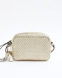 River Island - Gold Leather Woven Cross Body Bag - Lyst