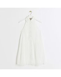River Island - Plisse Sleeveless Mini Shirt Dress - Lyst