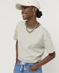 River Island - Stripe Crop T-shirt - Lyst