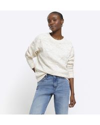 River Island - Embroidered Floral Sweatshirt - Lyst