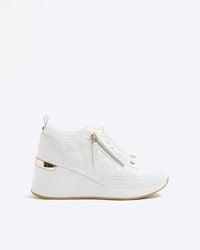 River Island - Wide Fit Quilted Zip Wedge Trainer - Lyst