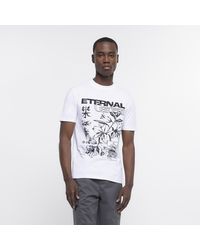 River Island - White Slim Fit Japanese Graphic T-shirt - Lyst
