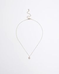 River Island - Rose Gold Diamante Heart Necklace - Lyst