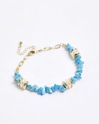 River Island - Chipping Stones And Pearl Anklet - Lyst